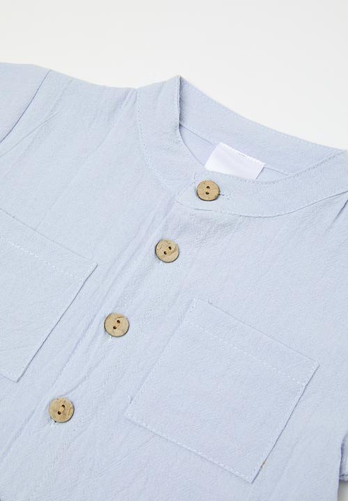 Pop Candy - Button down shirt & short set - light blue