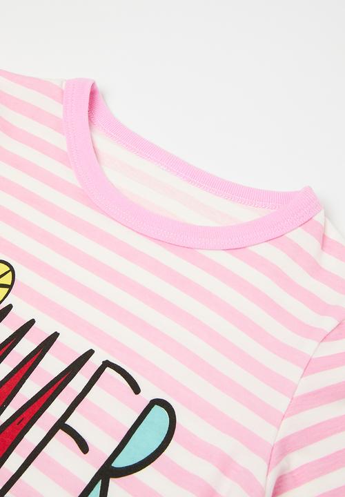 Pop Candy - Striped pj set - pink & white