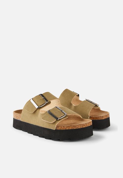Cotton On - Rex Flatform Buckle Slide - Sage Micro