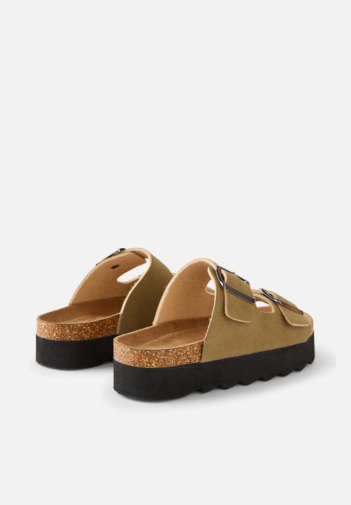 Cotton On - Rex Flatform Buckle Slide - Sage Micro