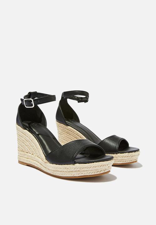 Cotton On - Luna Single Vamp Espadrille Heel - Black Pebbled
