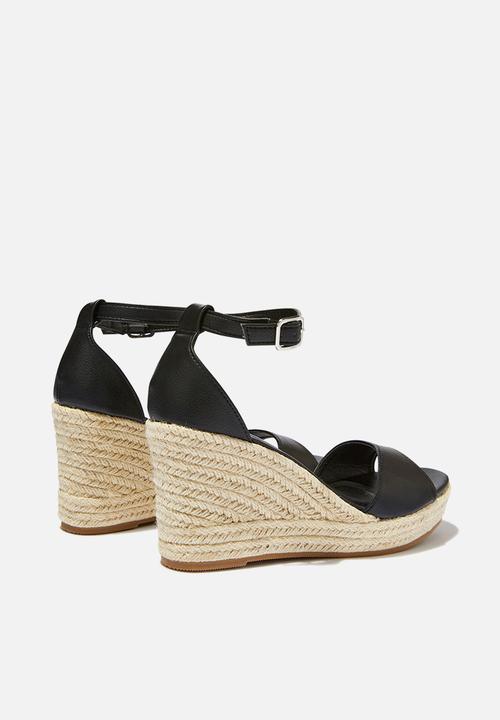 Cotton On - Luna Single Vamp Espadrille Heel - Black Pebbled