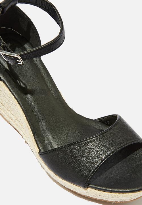 Cotton On - Luna Single Vamp Espadrille Heel - Black Pebbled