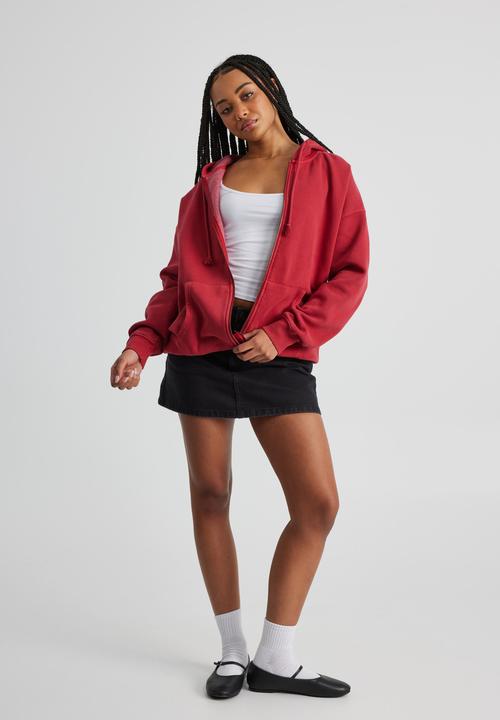 Factorie - Washed Zip Through Hoodie - Washed Scooter