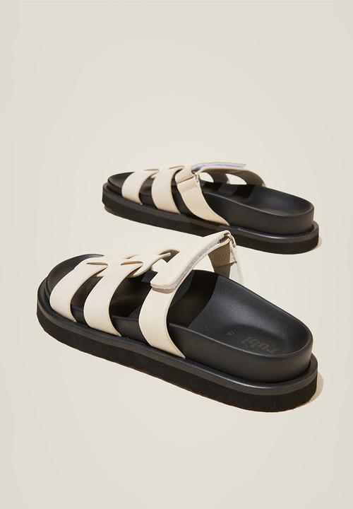 Cotton On - Elidy multi strap slide - stone vegan leather