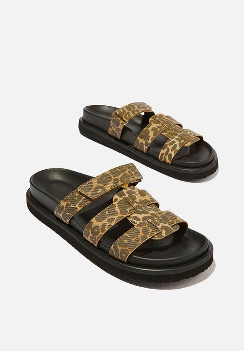 Cotton On - Elidy multi strap slide - washed leopard