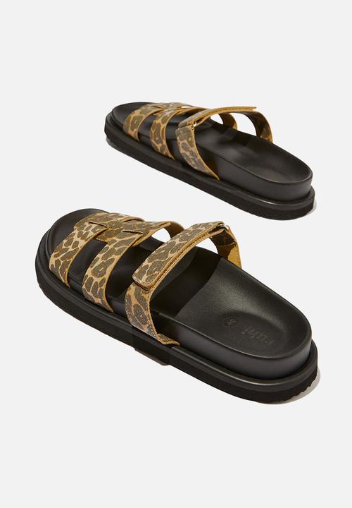 Cotton On - Elidy multi strap slide - washed leopard