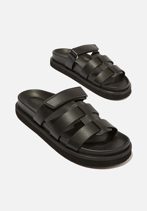 Cotton On - Elidy multi strap slide - black pebbled