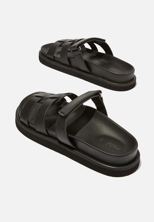 Cotton On - Elidy multi strap slide - black pebbled