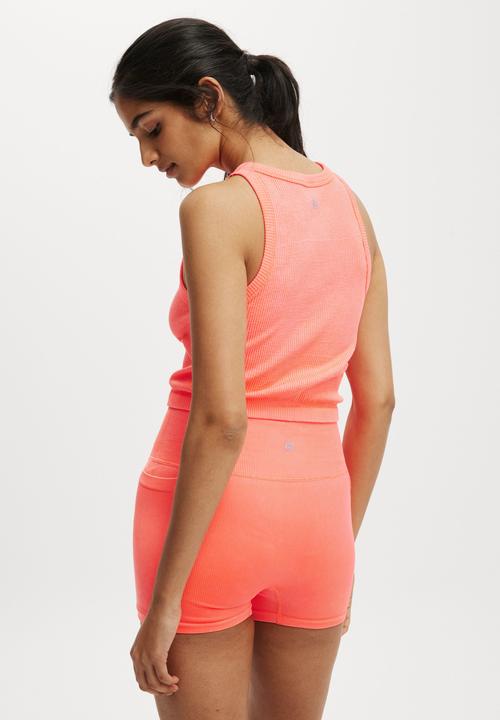 Cotton On - Seamless Pocket Shortie Short-Washed Vibrant Orange