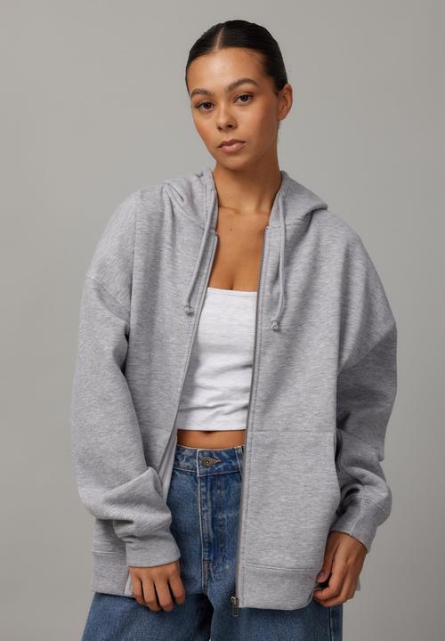 Factorie - Washed Zip Through Hoodie - Grey Marle