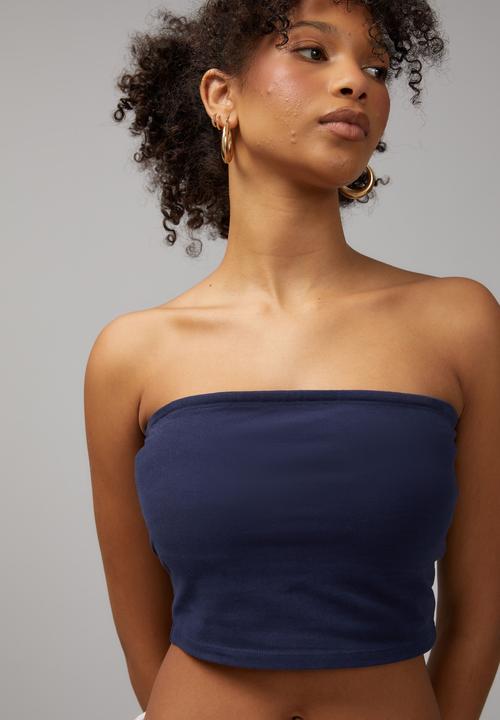 Factorie - Crop Jersey Bandeau - Navy Blazer