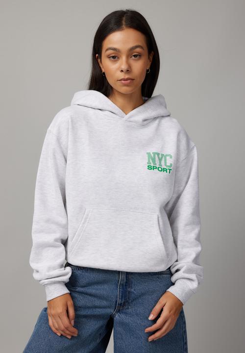 Factorie - Graphic Hoodie - Silver Marle/Ny Sport