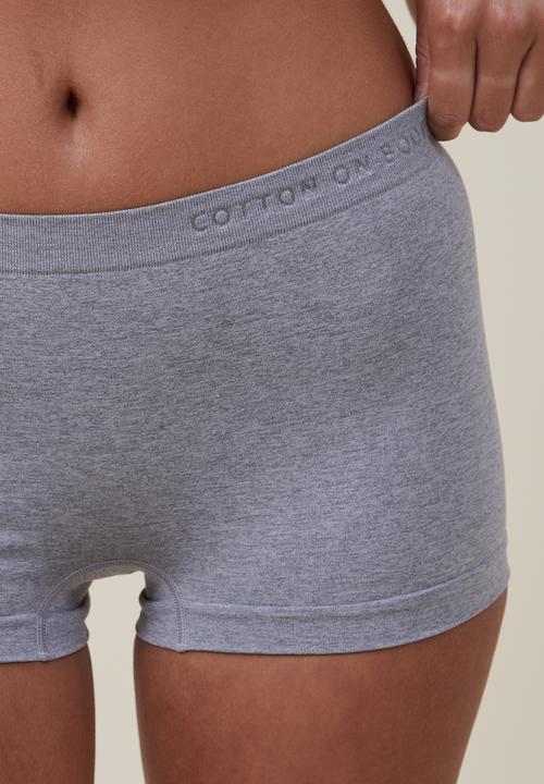 Cotton On - Seamless Light Weight Boyshort Brief - Grey Marle Debossed
