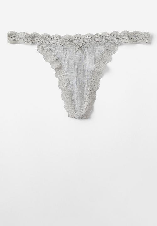 Cotton On - Organic Cotton Lace G String Brief 3 Pack - Multi