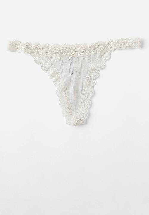 Cotton On - Organic Cotton Lace G String Brief 3 Pack - Multi