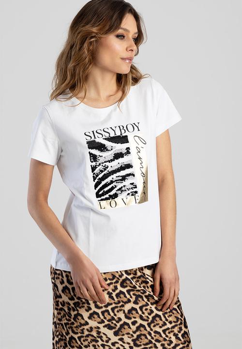 SISSY BOY - Criss Cross: Regular Fit Multi-Technique Logo Top - White