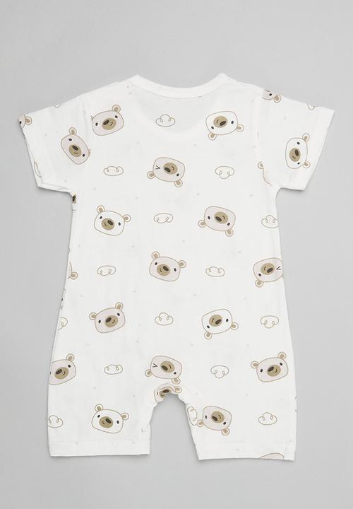 Pop Candy - Bear print romper-white