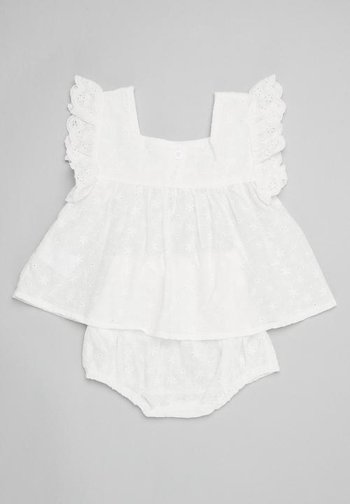 Pop Candy - Anglaise top & bloomer set-white