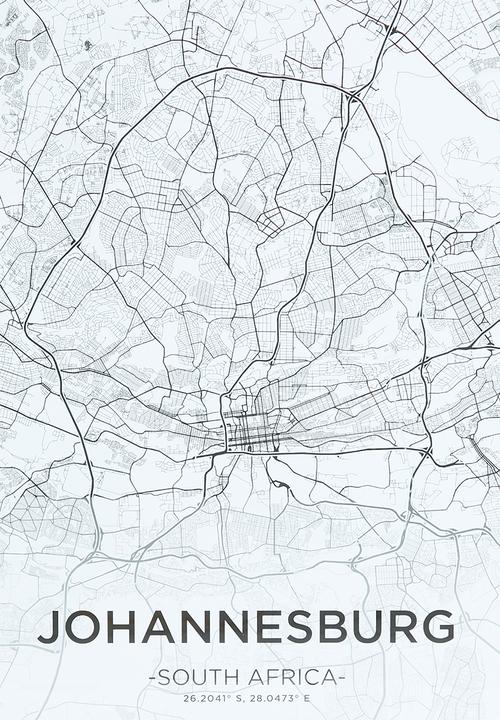 MJ Design Studio - Johannesburg City Map Wall Art