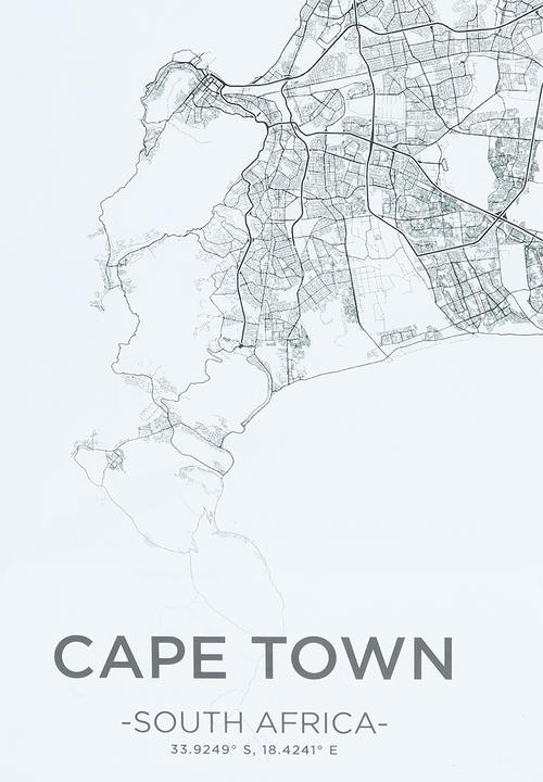 MJ Design Studio - Cape Town City Map Wall Art