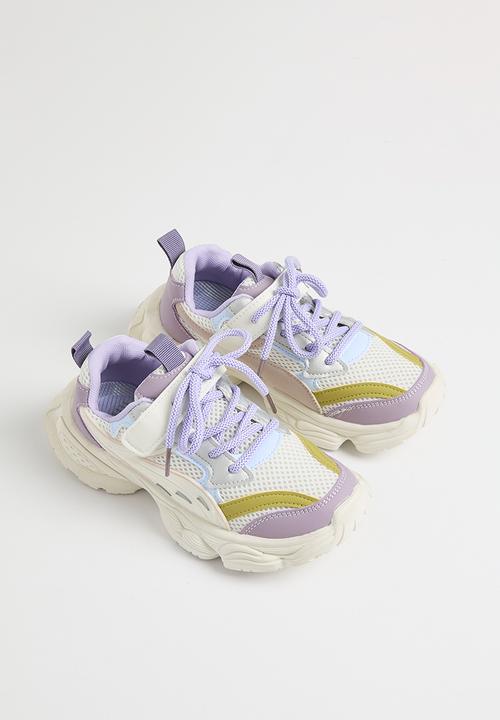 Pop Candy - Lace & velcro sneaker - purple & white