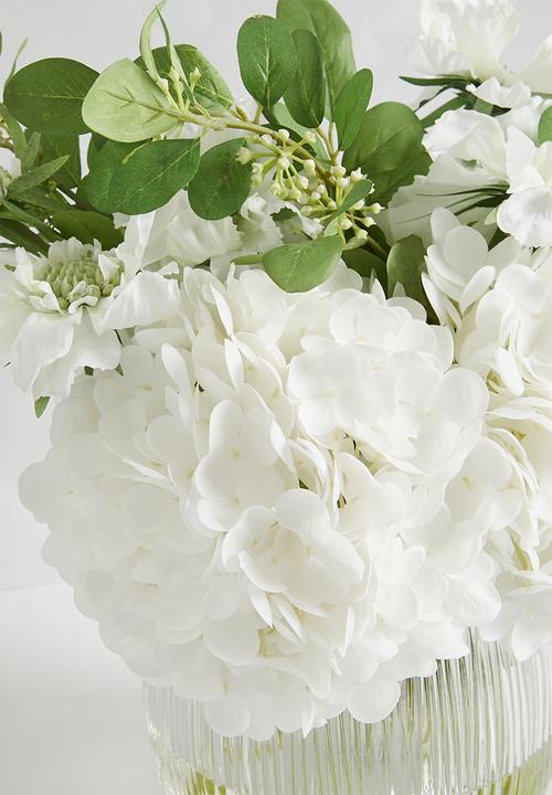 Silk By Design - Hydrangea & Scabiosa Arrangement - White