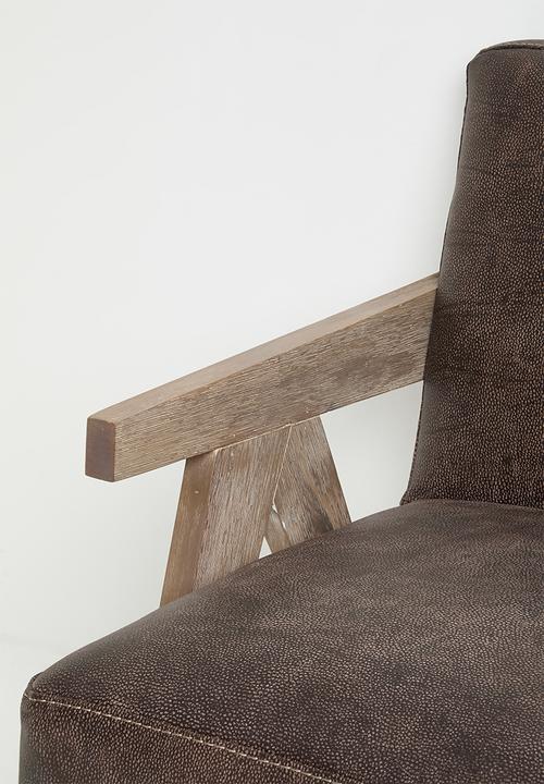 Sixth Floor - Corby genuine leather occasional chair - Greywash Andes brown 