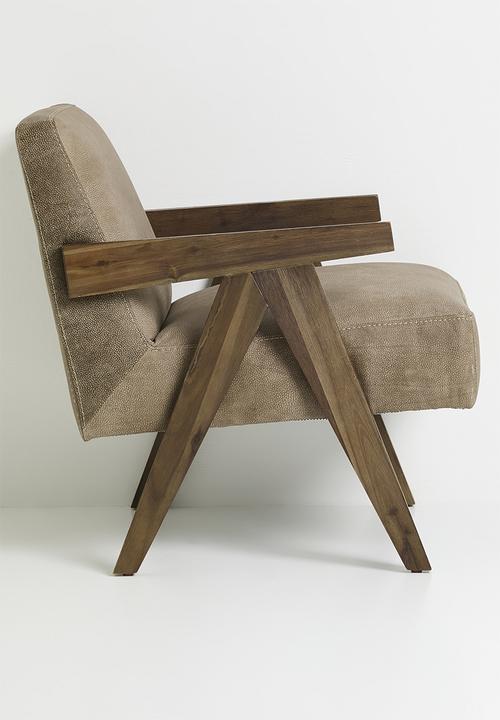 Sixth Floor - Corby genuine leather occasional chair - Walnut Andes stone