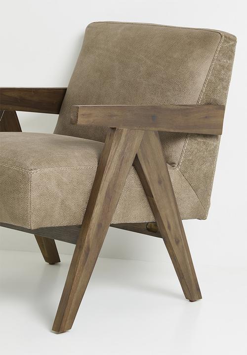 Sixth Floor - Corby genuine leather occasional chair - Walnut Andes stone