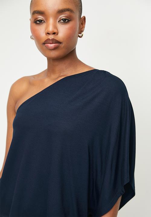 edit - V/L Asymmetrical Drape Top - Navy