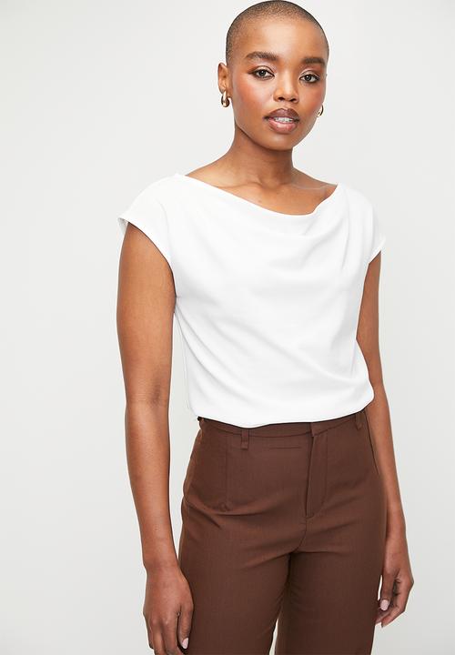 edit - Cowl Drape Top - White