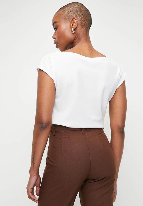 edit - Cowl Drape Top - White