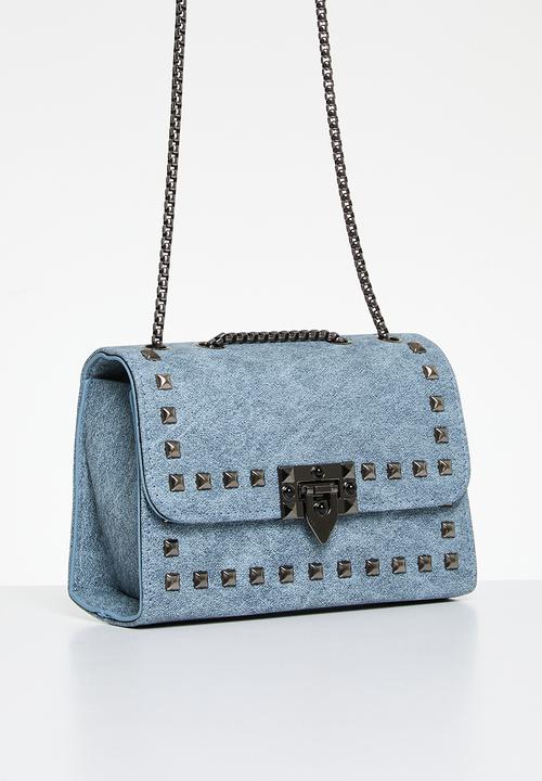 Superbalist - Denim studded shoulder bag-blue