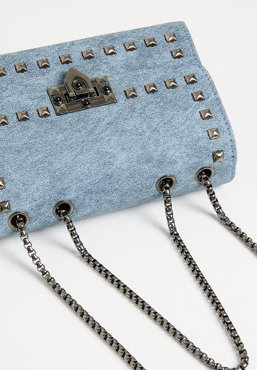 Superbalist - Denim studded shoulder bag-blue