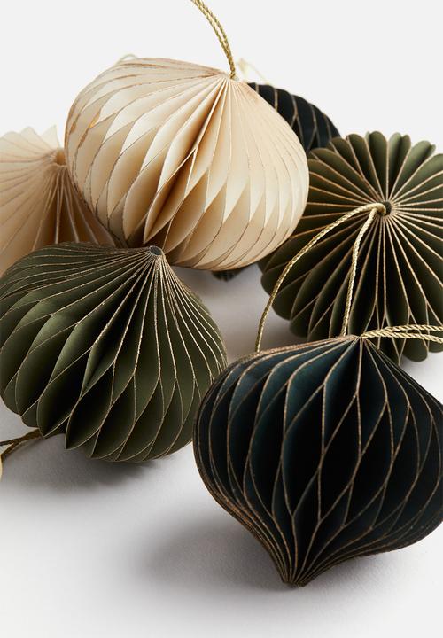 H&M - 6-pack christmas decorations - green & white