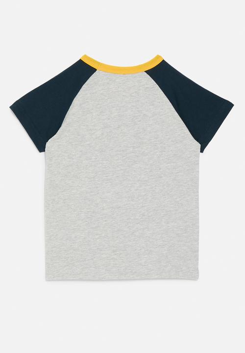 Pop Candy - Colour block raglan tee - grey & navy