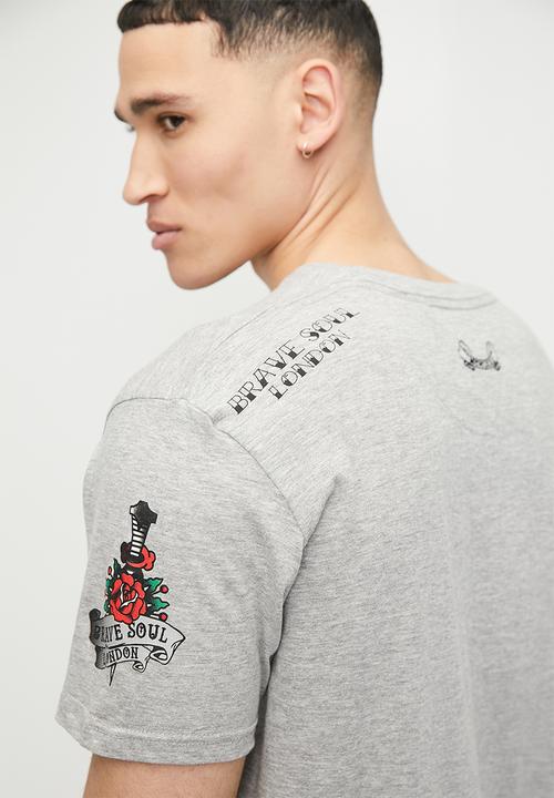 Brave Soul - T-Shirts - Light Grey Marl