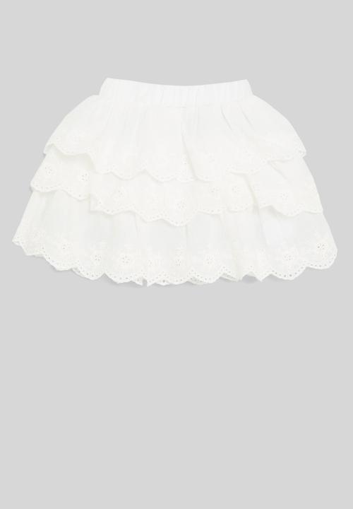 Pop Candy - Tiered anglaise skirt - white