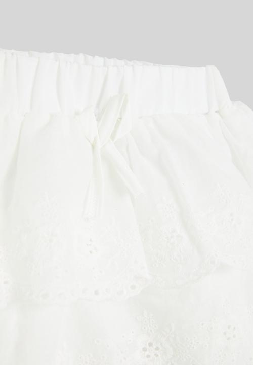 Pop Candy - Tiered anglaise skirt - white