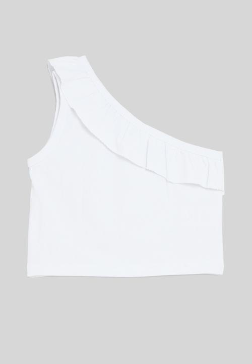 Pop Candy - Frilled asymetrical top - white