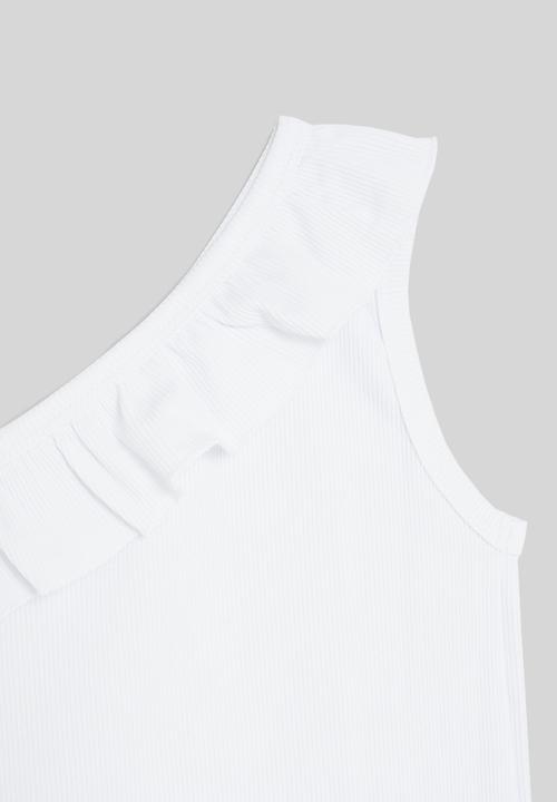 Pop Candy - Frilled asymetrical top - white