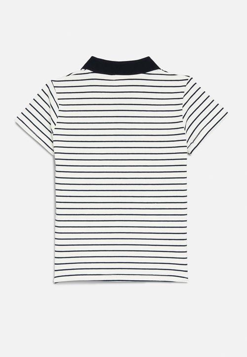 Pop Candy - Striped golf shirt - blue & white