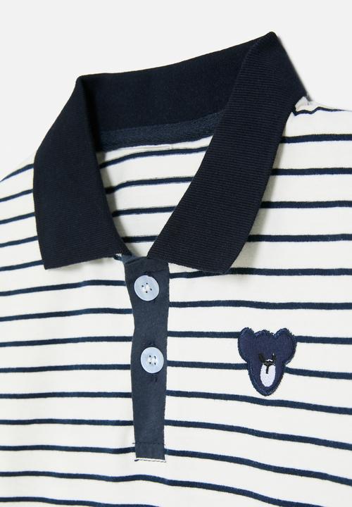 Pop Candy - Striped golf shirt - blue & white