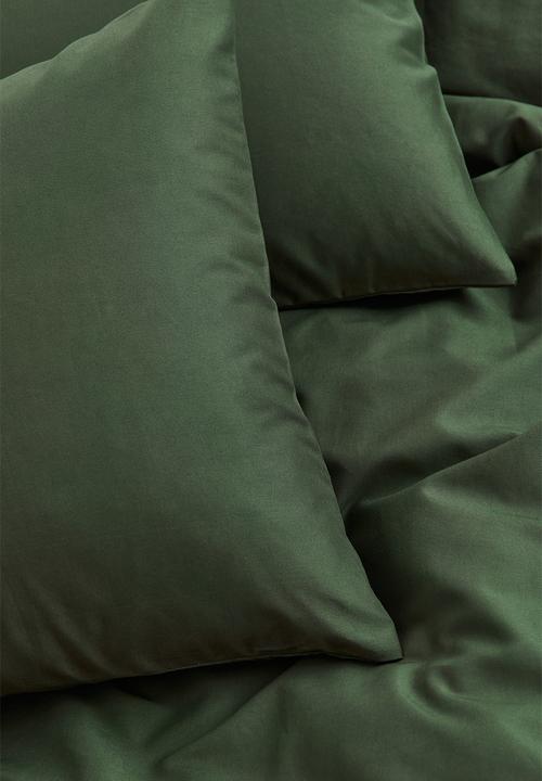 H&M - Cotton double/king duvet cover set - dark green