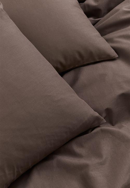 H&M - Cotton double/king duvet cover set - dark brown