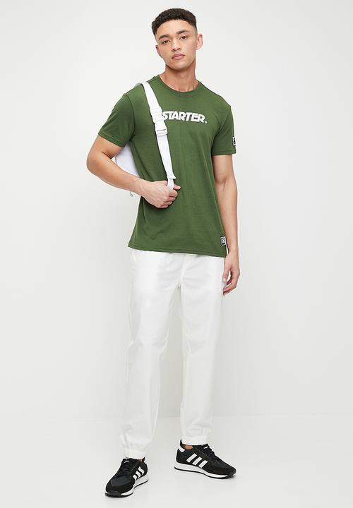 Starter - Starter word tee - olive & white