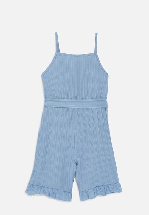 Pop Candy - textured jumpsuit-light blue
