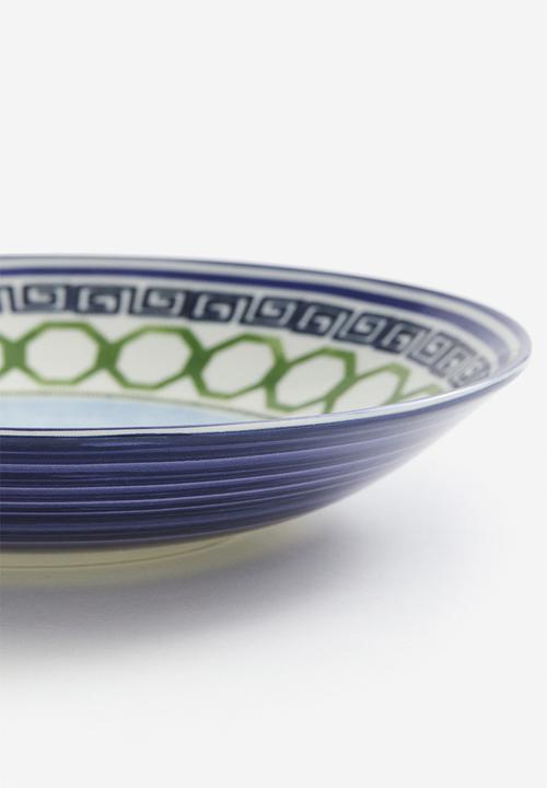 H&M - Porcelain serving bowl - dark blue & green