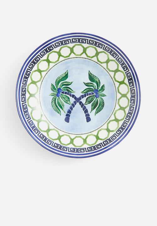 H&M - Porcelain serving bowl - dark blue & green